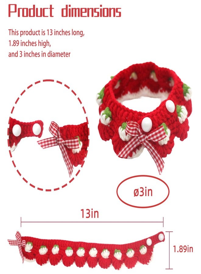 Aoeeki Cat Collar Breakaway, Kitten Collar with Cute Bow Tie and Strawberry Pattern Comfortable for Kitty and Small Puppies, Bandana Fits Neck 2-3 Inches(S)(red) - Image 4