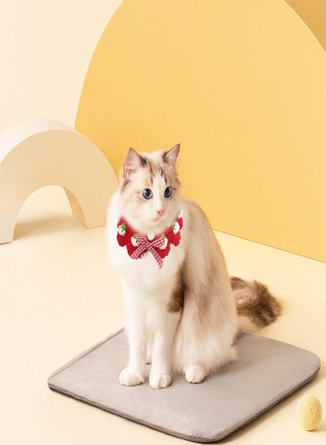 Aoeeki Cat Collar Breakaway, Kitten Collar with Cute Bow Tie and Strawberry Pattern Comfortable for Kitty and Small Puppies, Bandana Fits Neck 2-3 Inches(S)(red) - Image 2