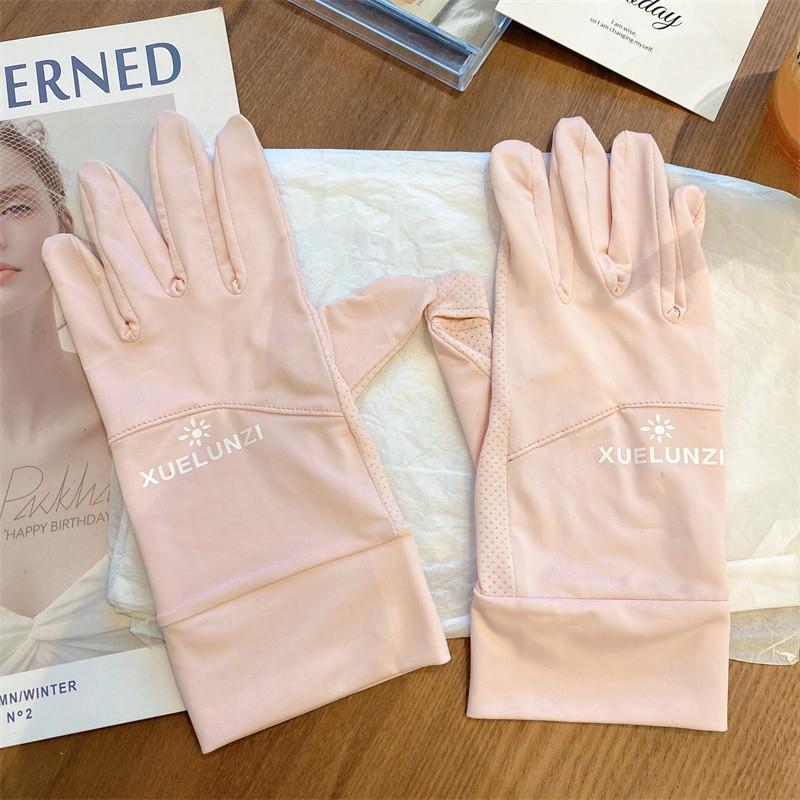 Driving Gloves womens summer sun protection breathable UV protection Ice Silk oversleeve short ice sleeve fashion touch screen Pink (Sun)