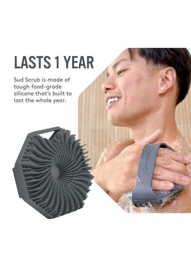 Sud Scrub Antimicrobial Silicone Body Scrubber Exfoliating Body Scrubber For Sensitive Skin Eco Friendly Shower Scrubber For Body Silicone Body Brush For Showering Lathers Well Charcoal  - Image 4