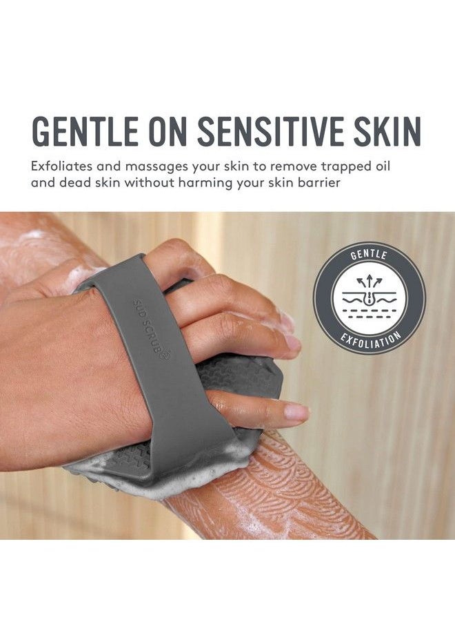 Sud Scrub Antimicrobial Silicone Body Scrubber Exfoliating Body Scrubber For Sensitive Skin Eco Friendly Shower Scrubber For Body Silicone Body Brush For Showering Lathers Well Charcoal  - Image 3