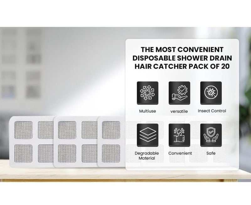 MOODY SPARK Moody Spark Disposable Shower Drain Cover Hair Catcher Shower Drain Mesh Stickers Bathroom Laundry Bathtub Kitchen Shower Drain Floor Sink Strainer Filter Mesh20Pcs  - Image 5