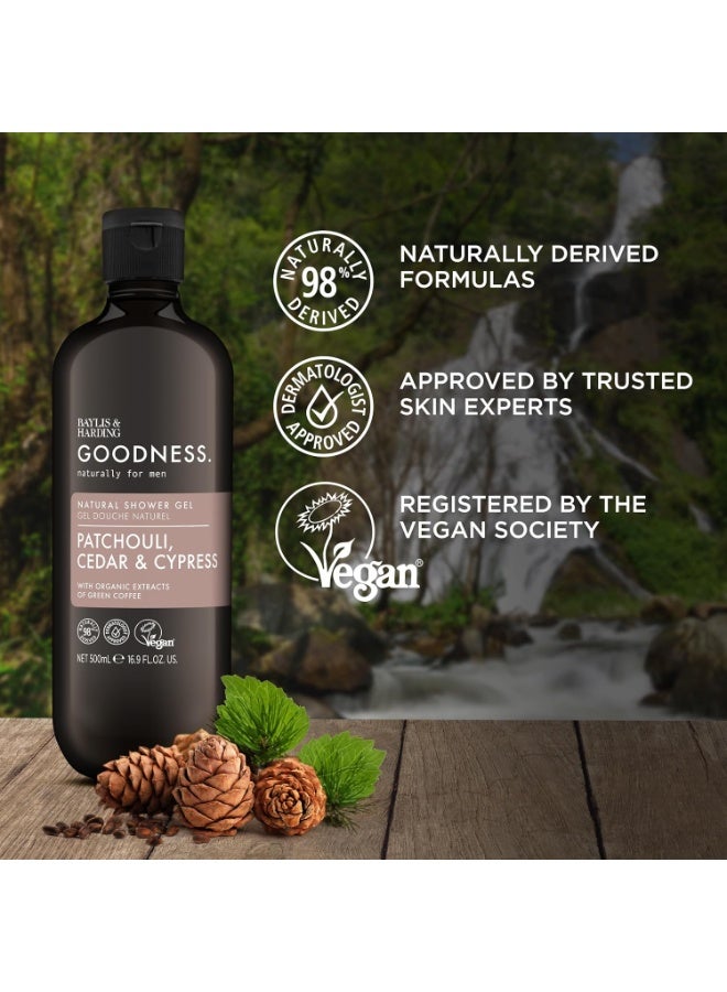 بايليس & هاردينج جل استحمام طبيعي للرجال "غودنس" (Goodness) من بايليس آند هاردينغ بخلاصة الباتشولي وخشب الأرز والسرو، 500 مل - مناسب للنباتيين - Image 3