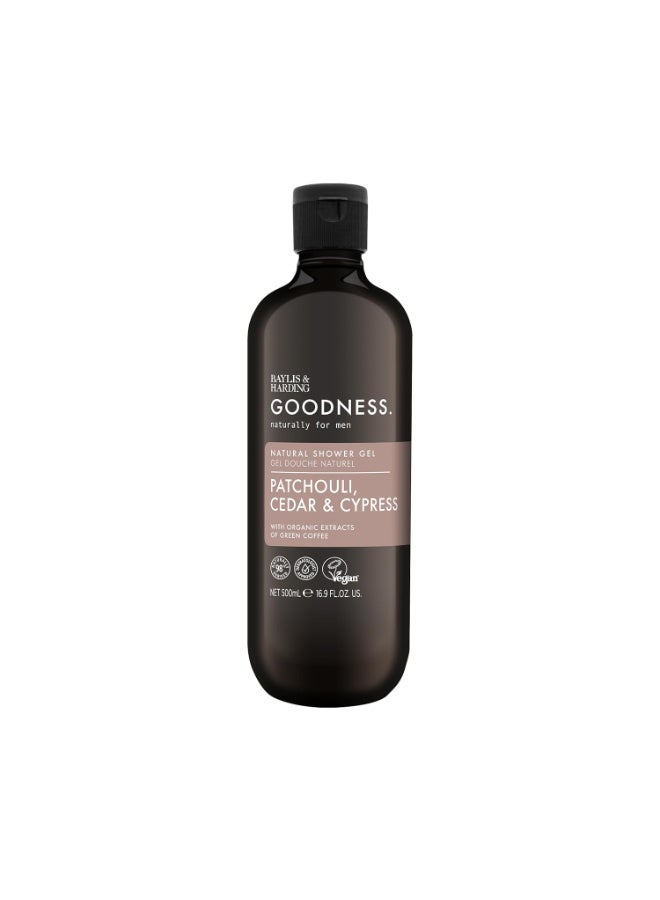 بايليس & هاردينج جل استحمام طبيعي للرجال "غودنس" (Goodness) من بايليس آند هاردينغ بخلاصة الباتشولي وخشب الأرز والسرو، 500 مل - مناسب للنباتيين - Image 1