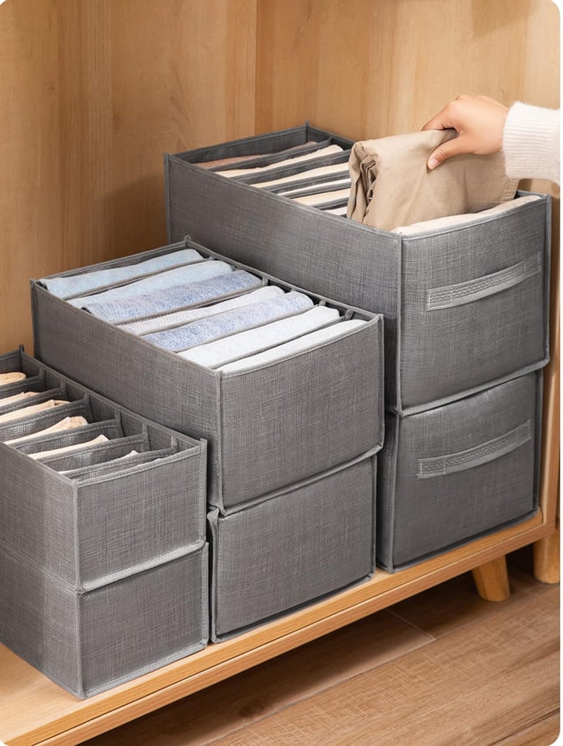 Triyugo Triyugo 6Compartment Foldable Grey Fabric Wardrobe Jeans TShirt and Pant Organizer Efficient Clothing Storage Solution for Wardrobe Organization Clothes Management - Image 3