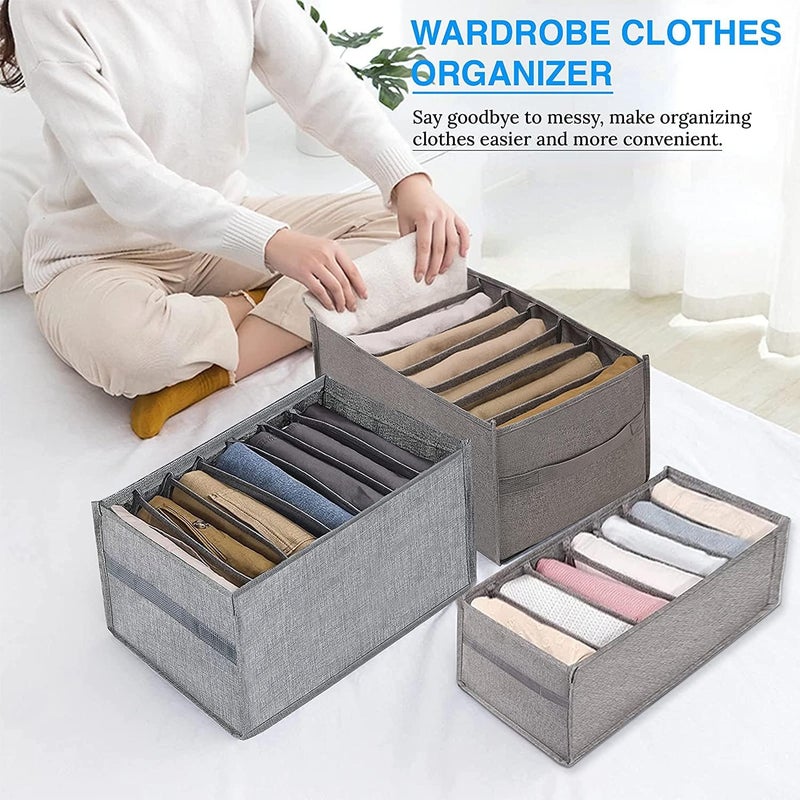 Triyugo Triyugo 6Compartment Foldable Grey Fabric Wardrobe Jeans TShirt and Pant Organizer Efficient Clothing Storage Solution for Wardrobe Organization Clothes Management - Image 4
