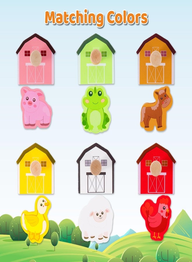 Sortnic Wooden Puzzles for Toddlers 1-3, Farm Animal Chunky Peg Puzzle with Knobs, Montessori Toy for 1 2 3 Year Old Boys Girls, Preschool Learning Activity, Toddler Birthday Easter Gift - Image 5
