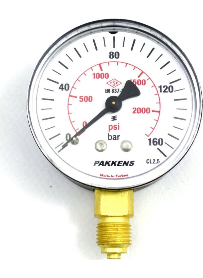 KAMPA Pakkens 0-160 Bar 63 Mm Bottom Connection Dry Manometer G 1/4 Inch  - Image 1