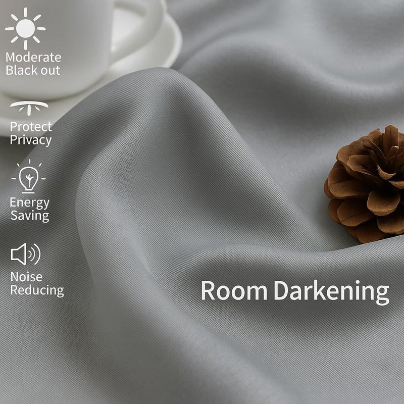 AMALI Elegant Blackout Curtains 2 Panel Set, 16 Grommets Size (L 213 X W 132) cm for Living Room and Bedroom Shiny Polyester Fabric - Image 3