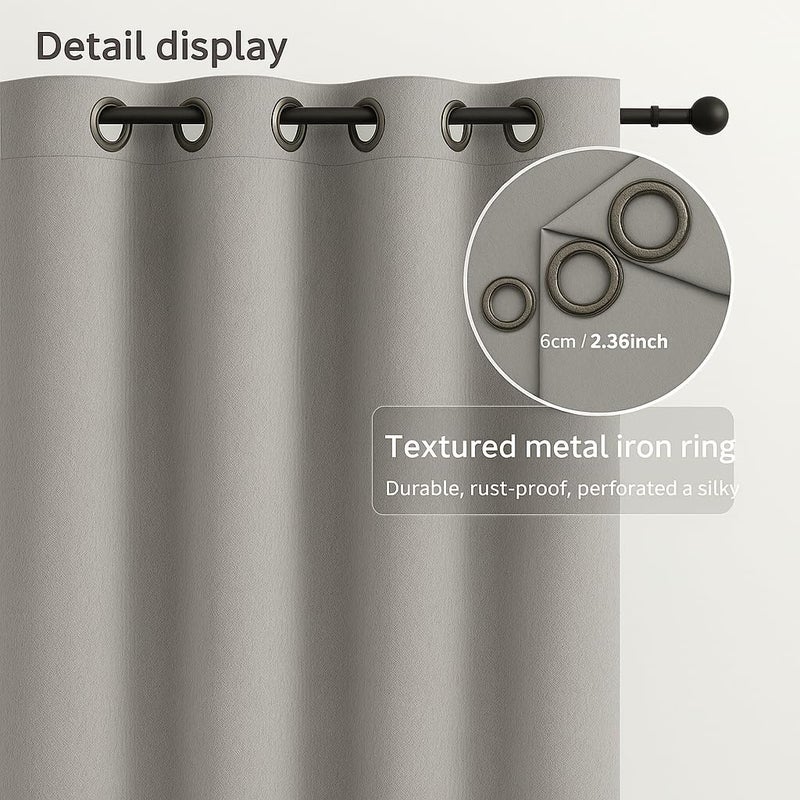 AMALI Elegant Blackout Curtains 2 Panel Set, 16 Grommets Size (L 213 X W 132) cm for Living Room and Bedroom Shiny Polyester Fabric - Image 2