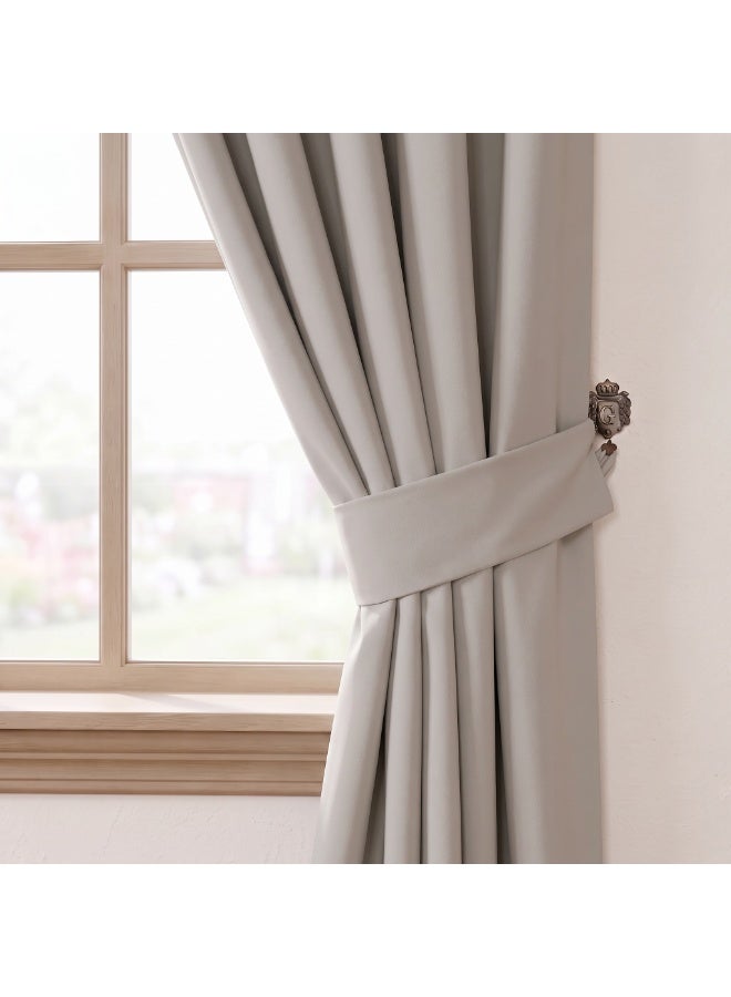 AMALI Elegant Blackout Curtains 2 Panel Set, 16 Grommets Size (L 213 X W 132) cm for Living Room and Bedroom Shiny Polyester Fabric - Image 2