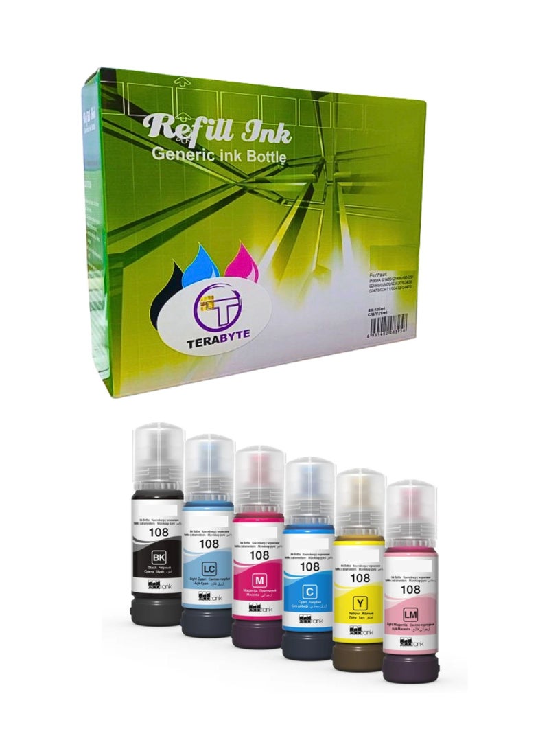 Terabyte 108 Compatible Ink Set For L8050 70 ml Multipack Black, Cyan, Yellow, Magenta, Light cyan, light magenta - Image 1