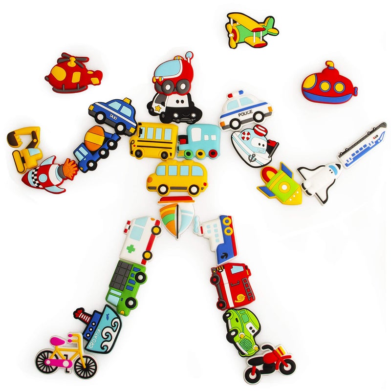 Wisestar 26Pcs Transports Rubber Fridge Magnets For Kids- Aircraft  Boat  Vehicle  Car Refrigerator Magnet For Whiteboard - Educational Toy Tool School Prize Birthday Gift- Kids Over 3 Years - Image 2
