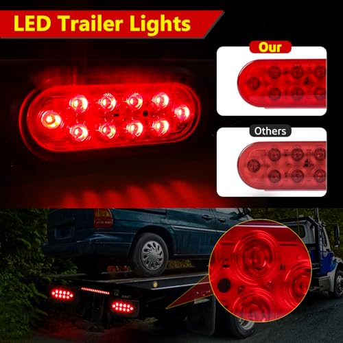 LIMICAR 6 Inch Oval Trailer Lights, Trailer Light Bracket with Light Bar and Wiring, 2PCS Waterproof Stop Brake Backup Reverse Lights for Boat RV Truck - Image 2