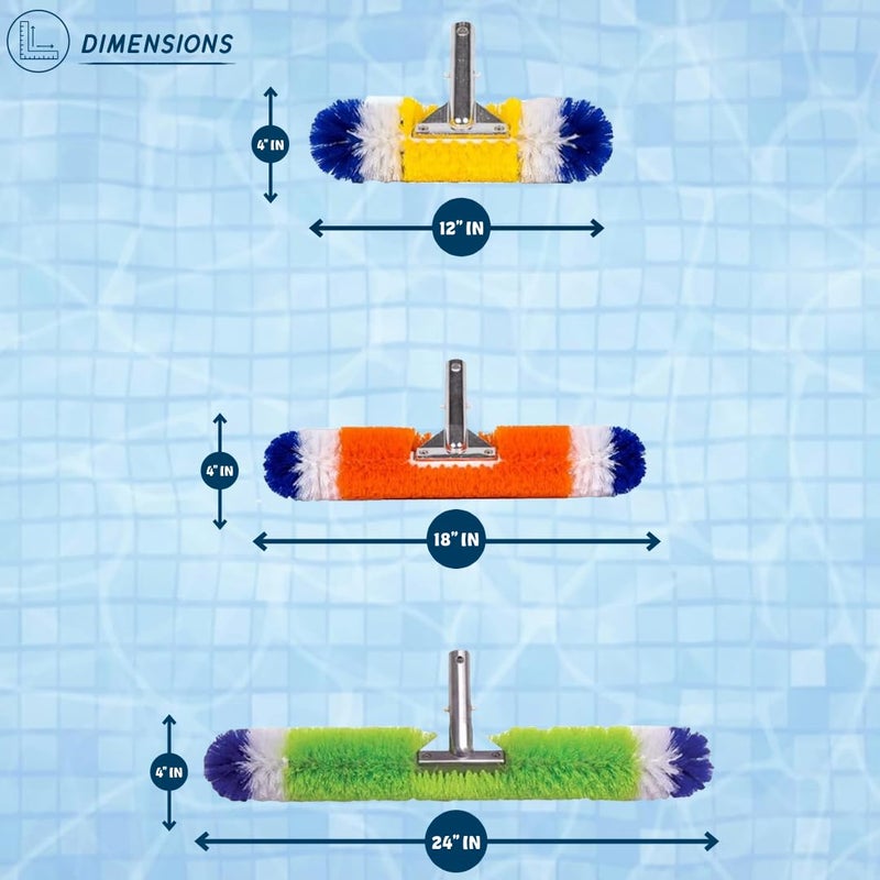 Poolzilla Pool Brush [3 Pack] - 360 Degree Bristles, with 12 Inch, 18 Inch, and 24 Inch for Outdoor and Indoor Swimming Pools, Spas, & Hot Tubs - Image 2