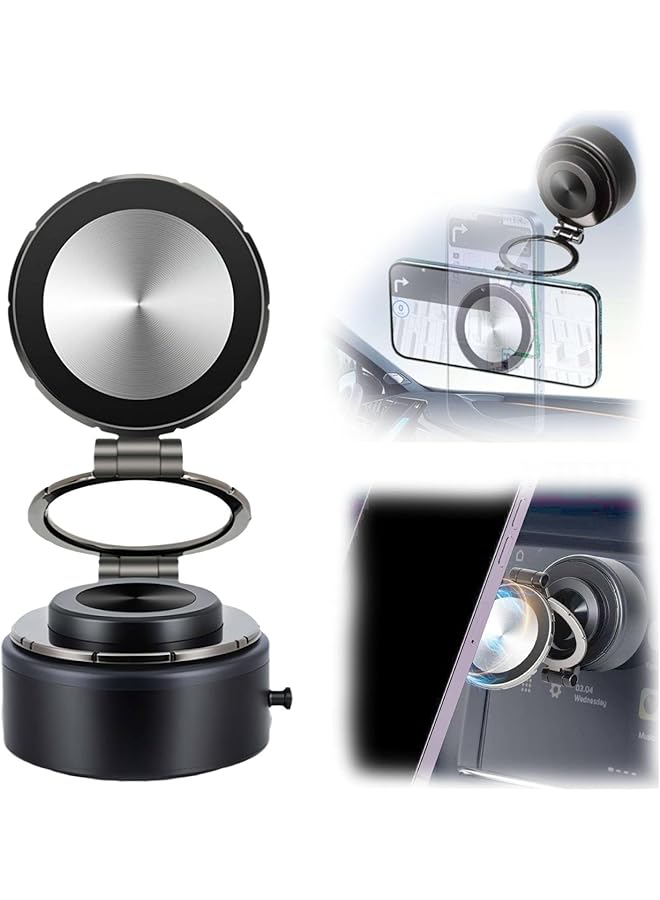 S-TOP Magnetic Charging Car Phone Mount with Electric Vacuum Suction Cup, Foldable Dashboard & Windshield Holder for All Smartphones & Vehicles, Stable Grip - Image 1