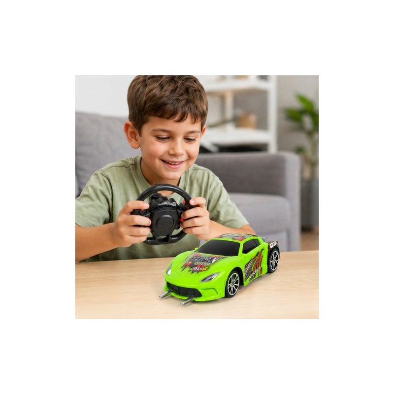 Remote-Controlled Racing Car Toy for Young Players, Green RC Car with Steering Wheel Controller, 1:20 Scale | Remote Adventure - Image 3