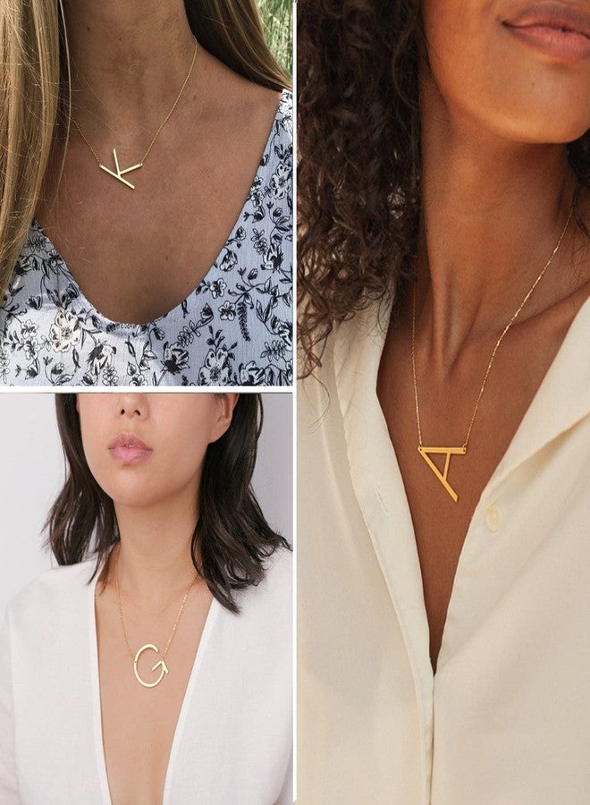 RINHOO Stainless Steel Gold Initial Alphabet 26 Letters Script Name Pendant Chain Necklace from A-Z(V) - Image 5
