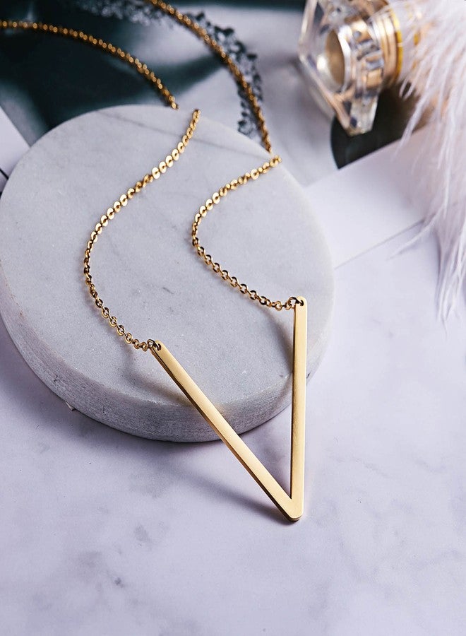 RINHOO Stainless Steel Gold Initial Alphabet 26 Letters Script Name Pendant Chain Necklace from A-Z(V) - Image 4