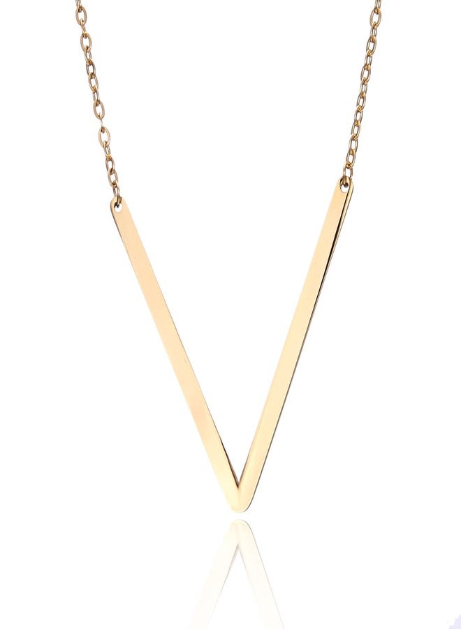 RINHOO Stainless Steel Gold Initial Alphabet 26 Letters Script Name Pendant Chain Necklace from A-Z(V) - Image 1