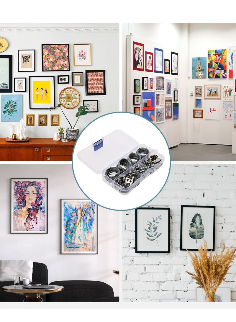 KASTWAVE Picture Hanging Kit, 40 Pcs D Ring Picture Hooks with Screws, 4 Rolls of 10ft Picture Hanging Wire, and 40 Pcs Aluminum Sleeves for Hanging Painting Photos - Image 2