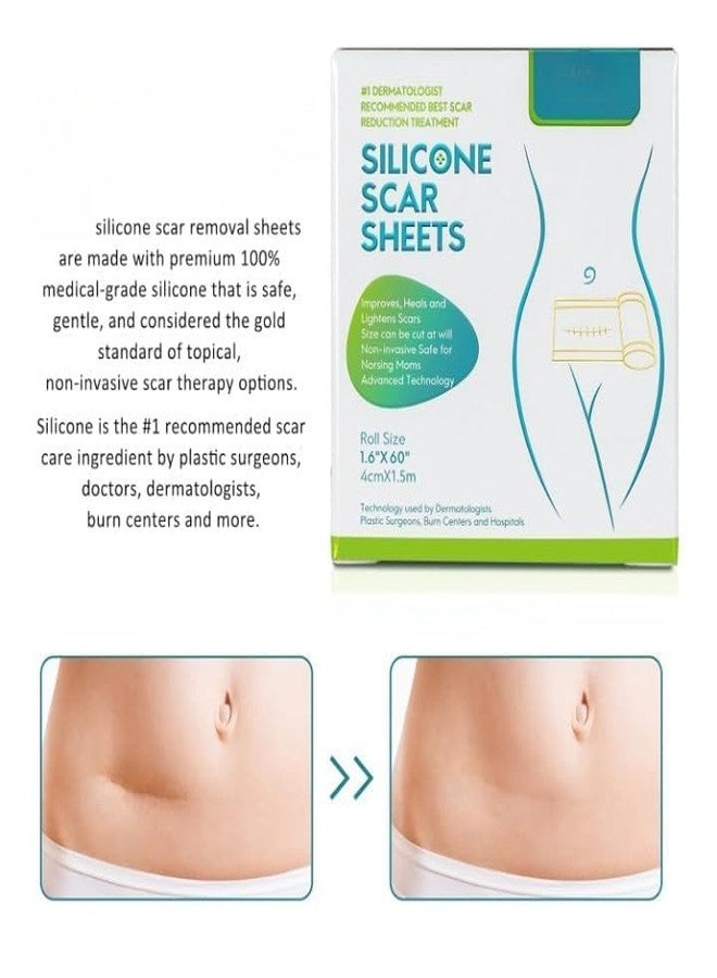QUEBERS Silicone Scar Sheets | Medical-Grade Scar Removal Tape for Surgical Scars, C-Section, Tummy Tuck, Acne & Keloids | Reusable Silicone Scar Strips Safe & Effective Scar Treatment - Image 2