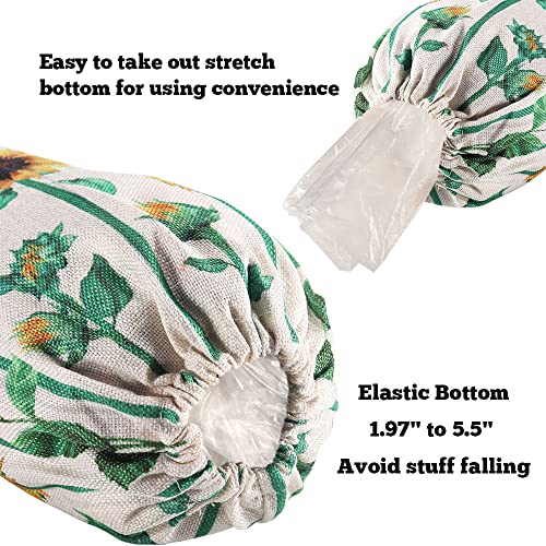 WELLBANEE 2Pcs Sunflower Plastic Bag Holder for Kitchen Essentials, Reusable Hanging Grocery Bag Organizer, Sunflower Gifts for Women, Washable Large Grocery Trash Bags Storage Dispenser - Image 3