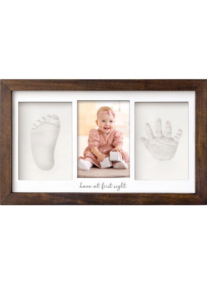 KeaBabies Baby Handprint & Footprint Frame, Baby Keepsake Gift, Dark Walnut - Image 1