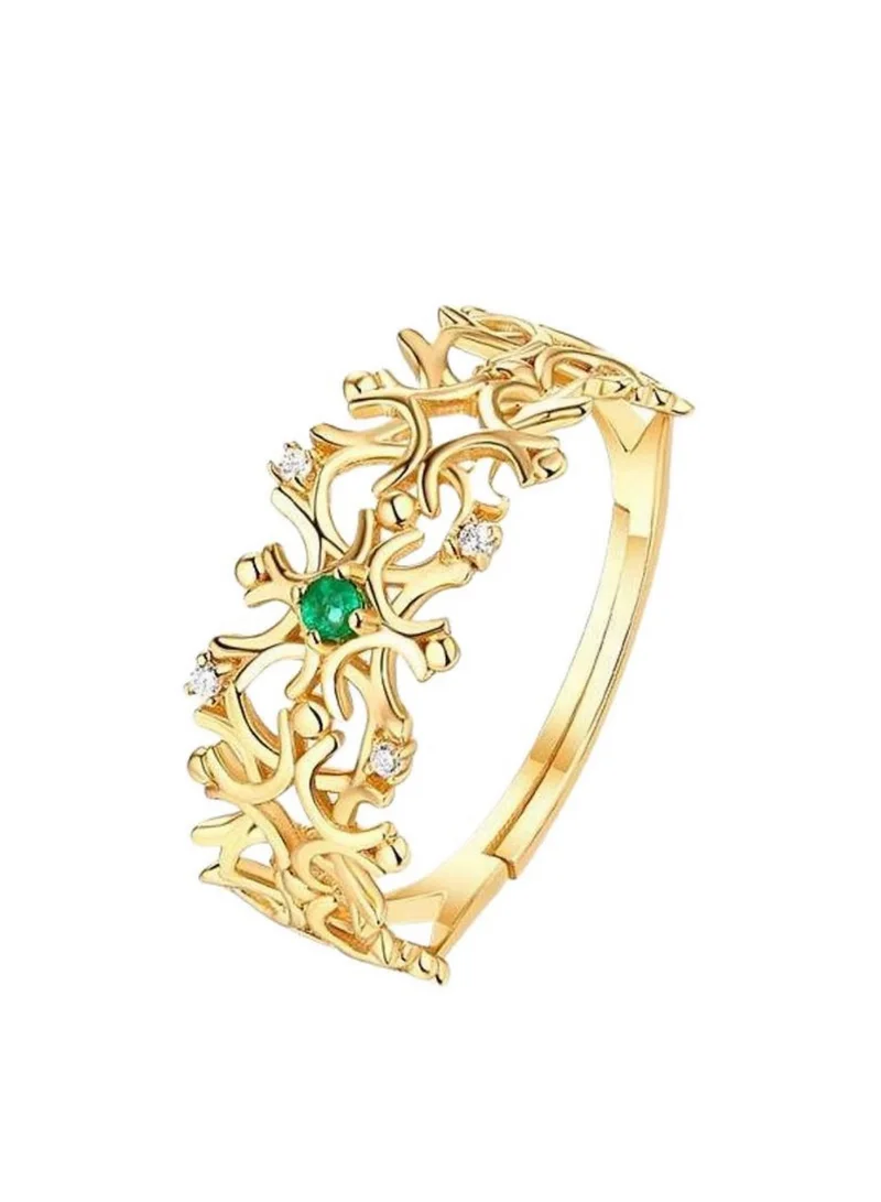 Hzmer Jewellery The Enchanted Emerald Ring in Gold Plated Sterling Silver