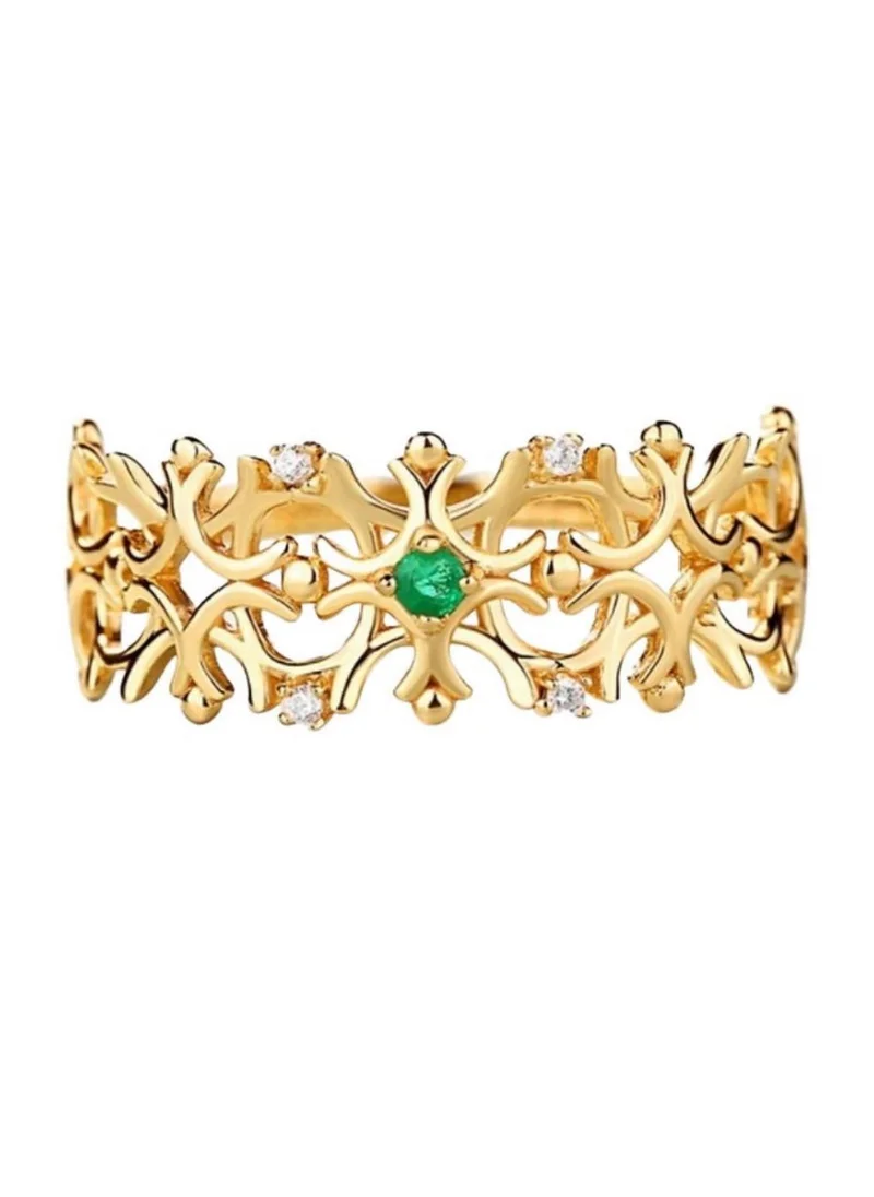 Hzmer Jewellery The Enchanted Emerald Ring in Gold Plated Sterling Silver