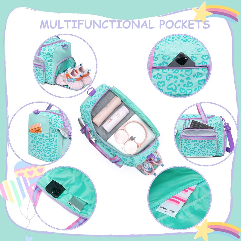Oruiji Kids Duffle Bag Girls Women Travel Bag Gifts Overnight Bags for Girls Women Dance Sleepover Bags for Kids with Shoes Compartment - Image 5