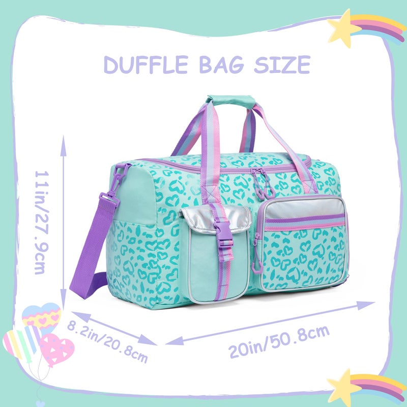 Oruiji Kids Duffle Bag Girls Women Travel Bag Gifts Overnight Bags for Girls Women Dance Sleepover Bags for Kids with Shoes Compartment - Image 2