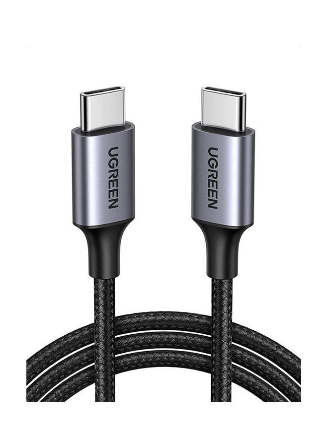 Ugreen 60W PD 3A USB Type C Male To Type C Male, Quick Charge Cable with 480Mbps Data Transfer Speed, Type-C Computers to Smartphones Data Syncing, 2M Grey Black - Image 1