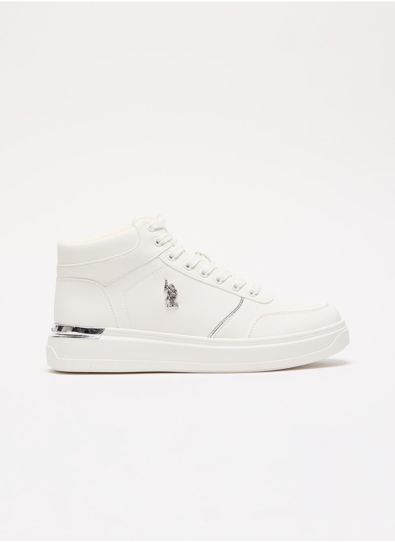 U.S. Polo Assn. - Women's White High-Top Sneakers with Golden Accents - Sleek and Modern Design - Image 1