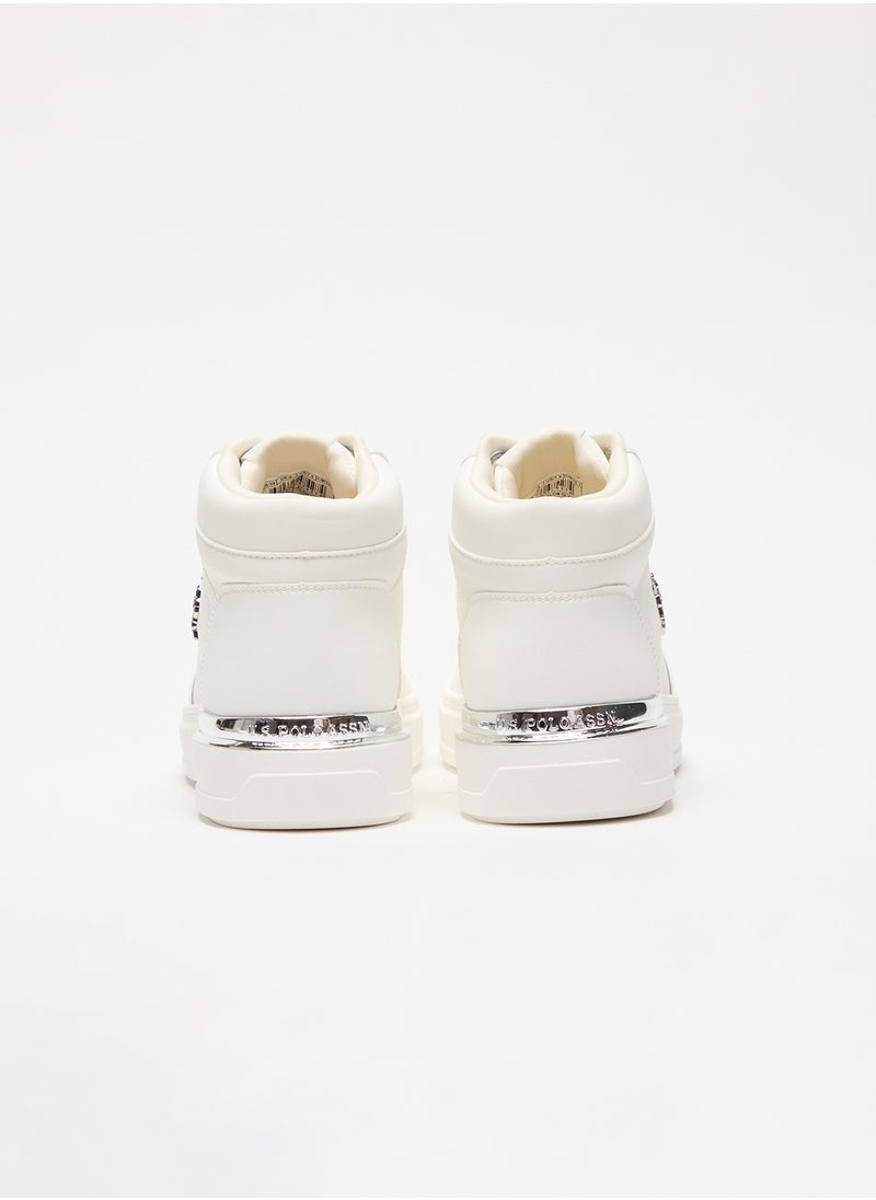 U.S. Polo Assn. - Women's White High-Top Sneakers with Golden Accents - Sleek and Modern Design - Image 1