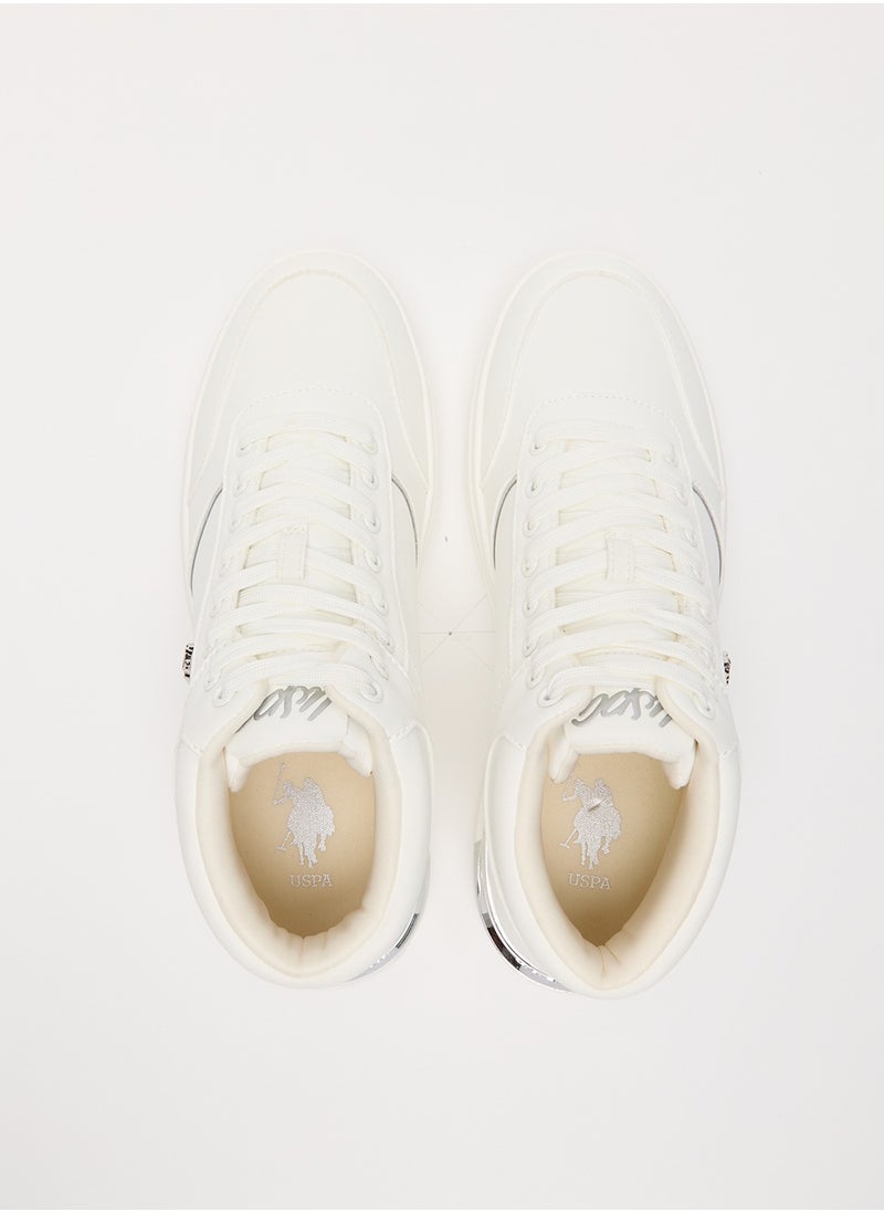 U.S. Polo Assn. - Women's White High-Top Sneakers with Golden Accents - Sleek and Modern Design - Image 1
