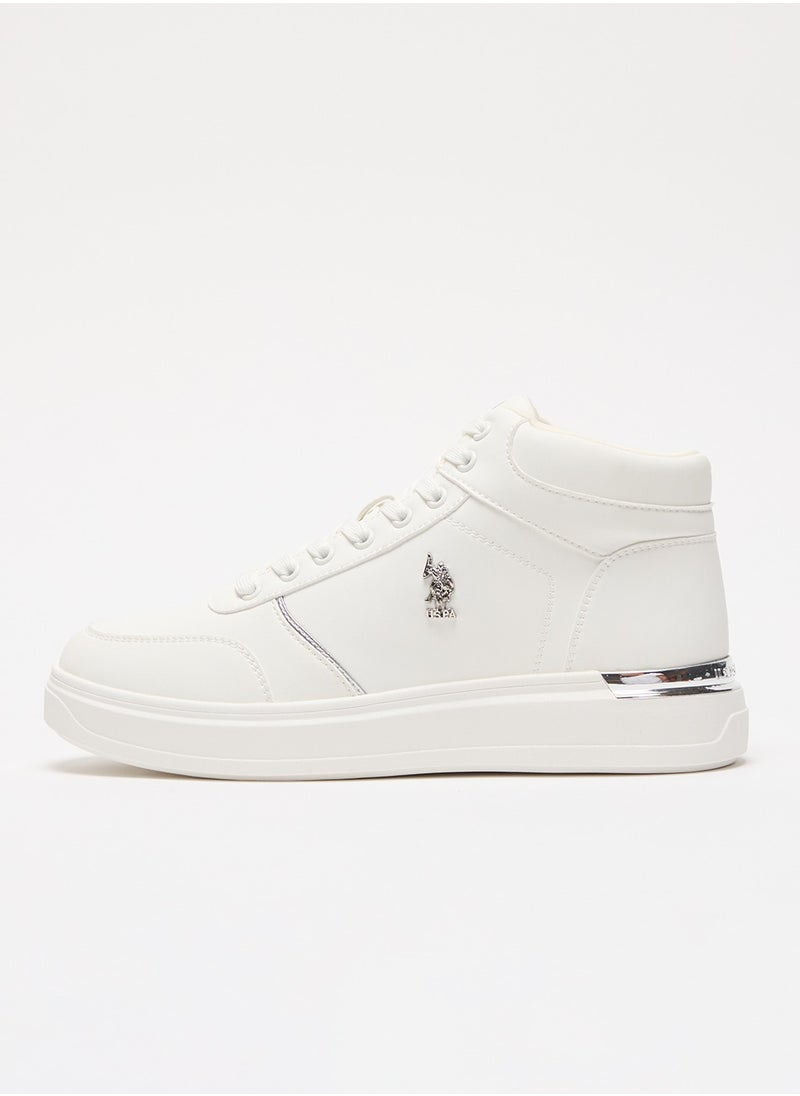 U.S. Polo Assn. - Women's White High-Top Sneakers with Golden Accents - Sleek and Modern Design - Image 1