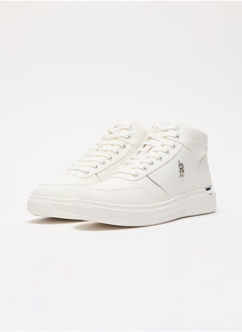 U.S. Polo Assn. - Women's White High-Top Sneakers with Golden Accents - Sleek and Modern Design - Image 1