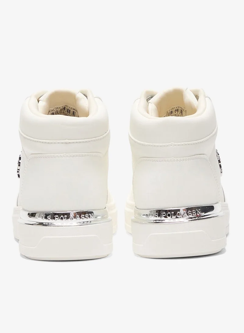 U.S. Polo Assn. White Women's White High-Top Sneakers with Golden Accents - Sleek and Modern Design Shoes for Women | Best Price UAE