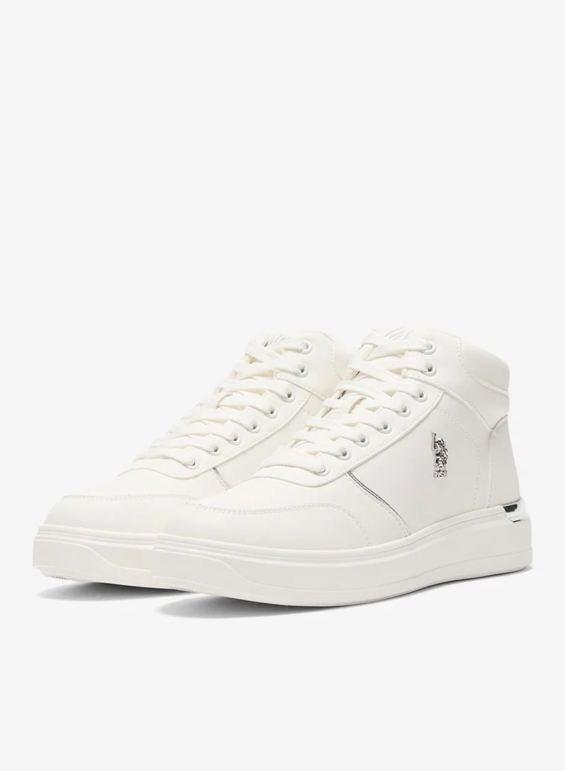 U.S. Polo Assn. White Women's White High-Top Sneakers with Golden Accents - Sleek and Modern Design Shoes for Women | Best Price UAE
