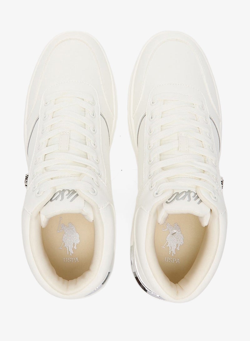 U.S. Polo Assn. Women's White High-Top Sneakers with Golden Accents - Sleek and Modern Design Shoes - Image 4