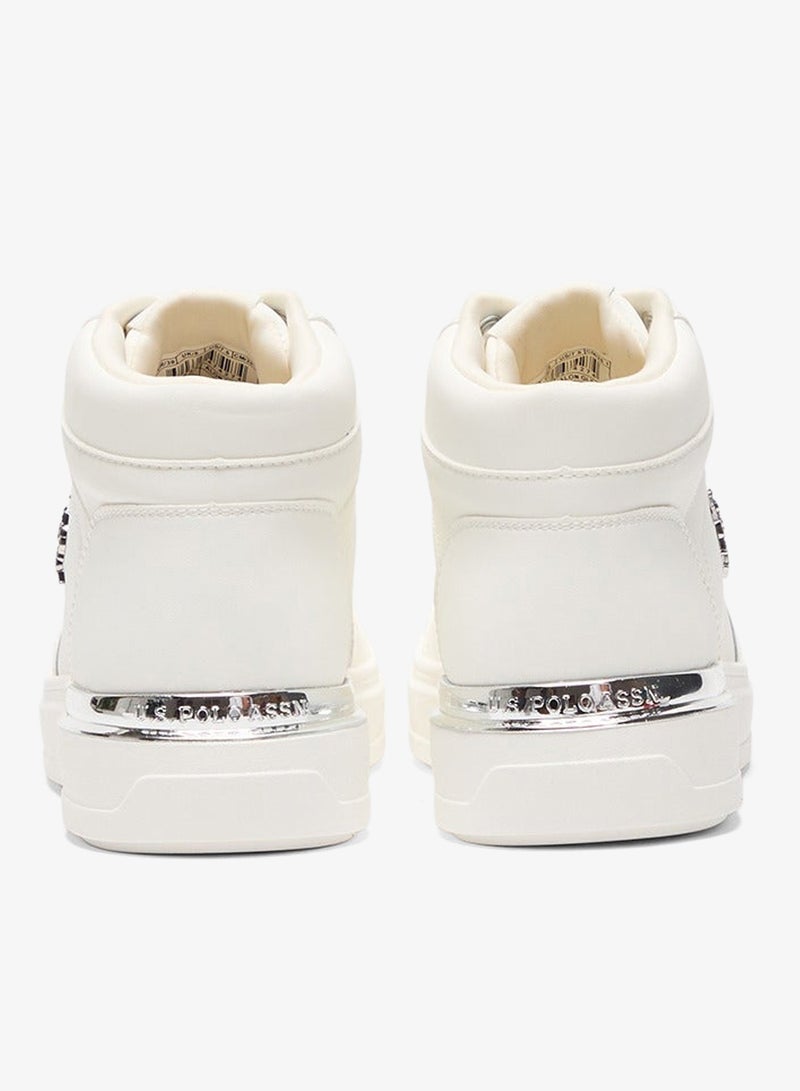 U.S. Polo Assn. Women's White High-Top Sneakers with Golden Accents - Sleek and Modern Design Shoes - Image 5