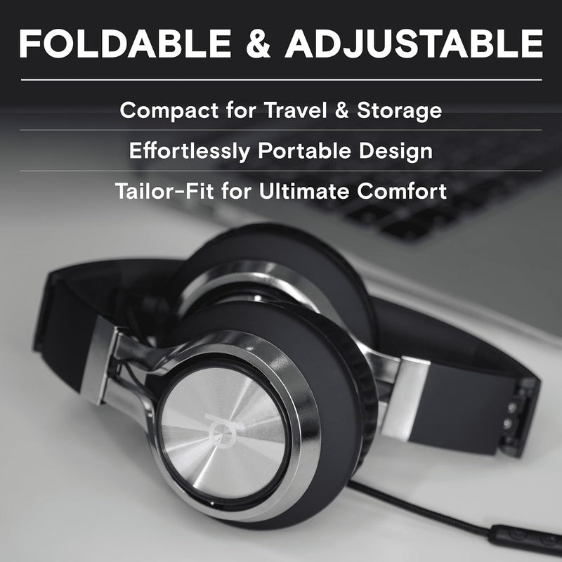 Artix CL750 Wired Headphones with Mic & Volume Control — Noise Isolating On-Ear Headphones for Computer and Laptop Wired, Plug in Corded Headphone Over Ear with Wire (Foldable, Aux Jack 3.5mm) - Image 4