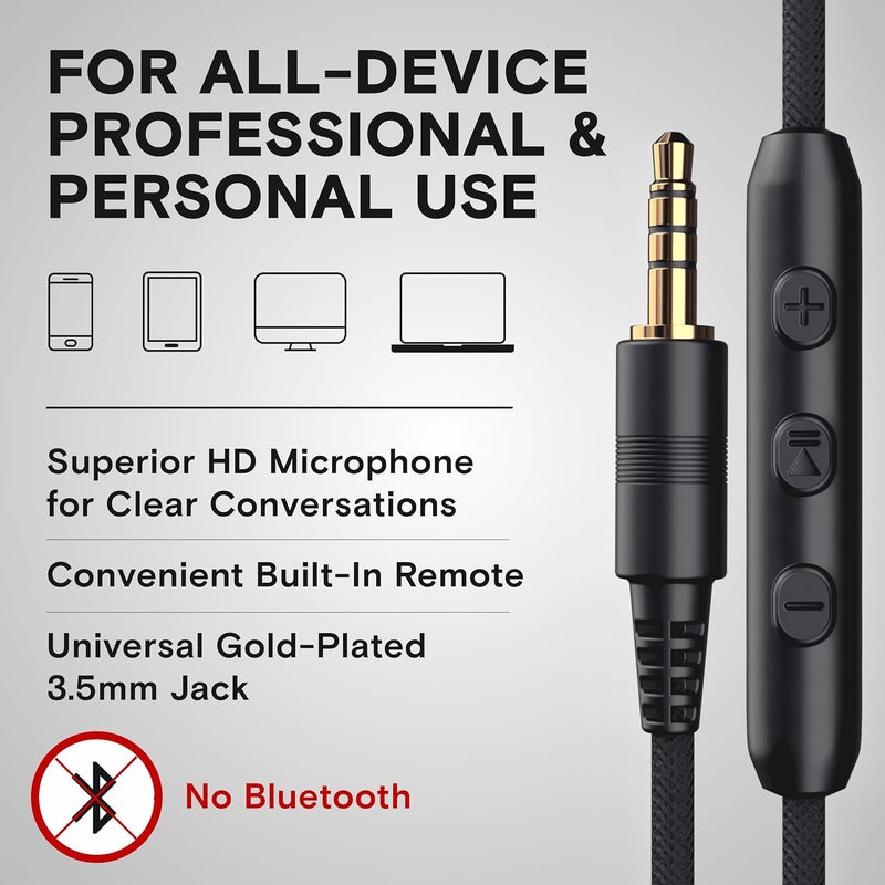 Artix CL750 Wired Headphones with Mic & Volume Control — Noise Isolating On-Ear Headphones for Computer and Laptop Wired, Plug in Corded Headphone Over Ear with Wire (Foldable, Aux Jack 3.5mm) - Image 5