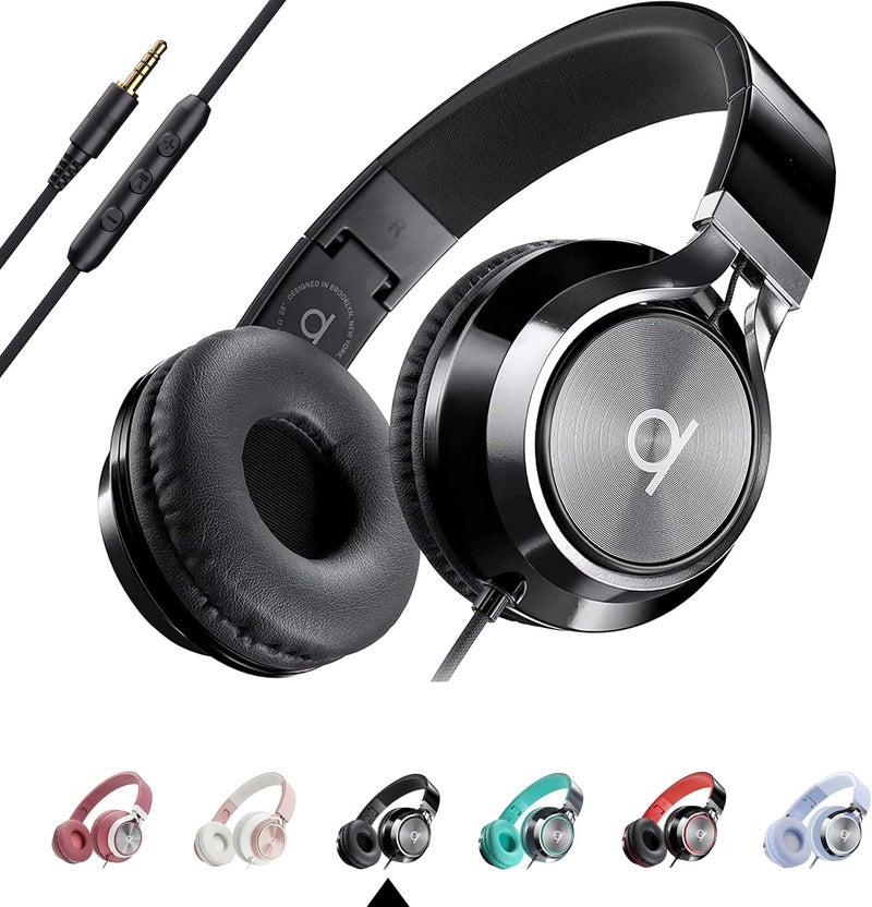 Artix CL750 Wired Headphones with Mic & Volume Control — Noise Isolating On-Ear Headphones for Computer and Laptop Wired, Plug in Corded Headphone Over Ear with Wire (Foldable, Aux Jack 3.5mm) - Image 1