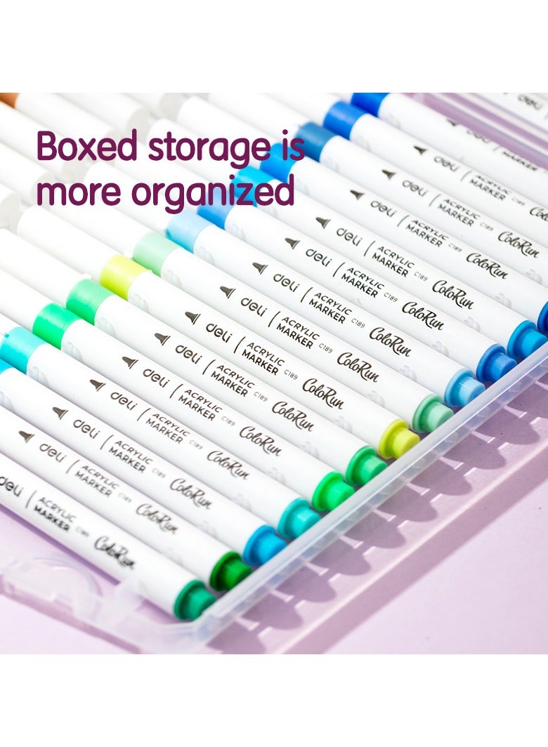 ديليEC189-24 مجموعة أقلام تحديد أكريليك، 24 قطعة، ألوان متنوعة – مثالية للرسم الإبداعي - Image 4