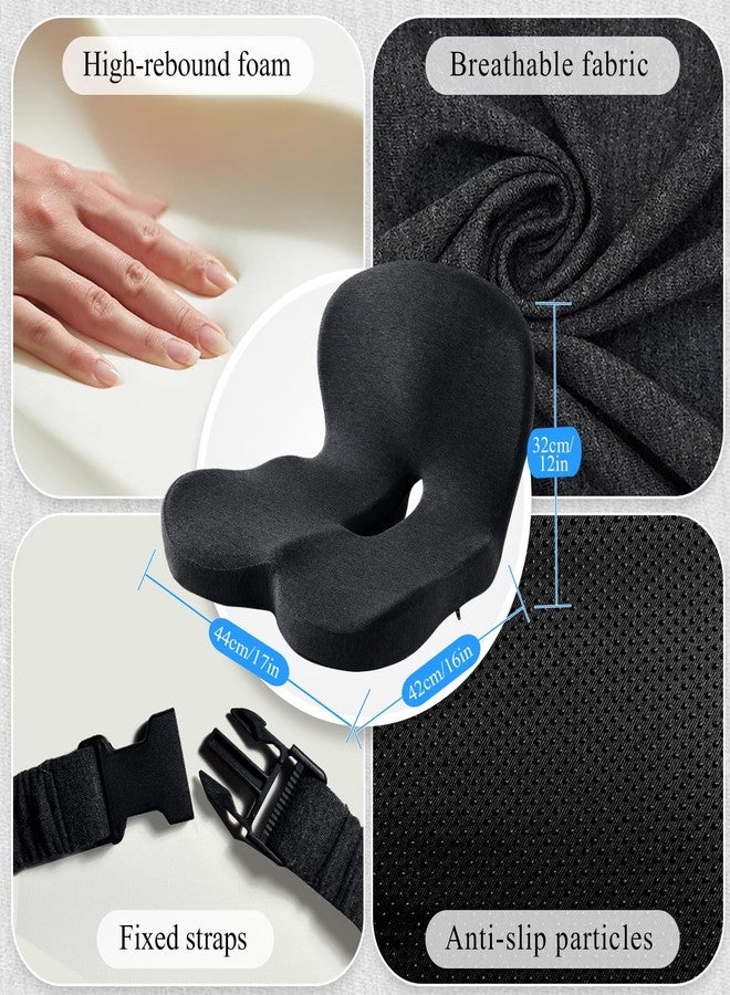 Mosxoed Seat Cushion for Truck Driver, Memory Foam Seat Cushion with Adjustable Strap, Semi Truck Driver Seat Cushion for Long Sitting Back Support & Sciatica Pain Relief, Semi Truck Accessories, Dark Gray - Image 2