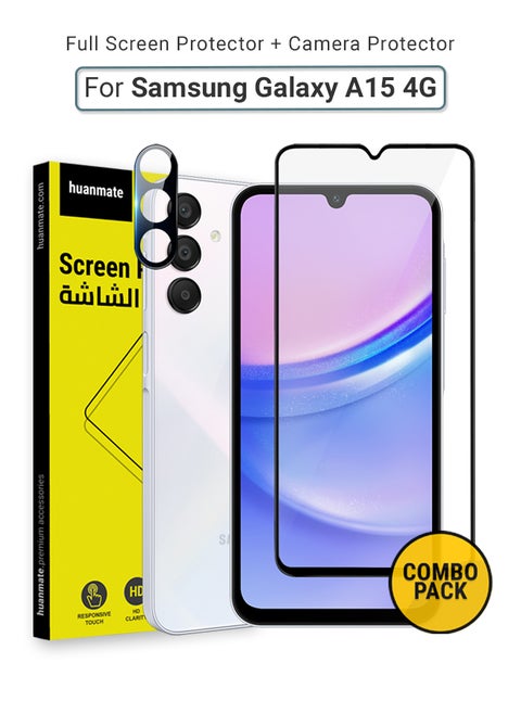 2 in 1 Samsung Galaxy A15 4G Screen & Camera Protector - High Transparency Full Coverage Shield for Scratch & Impact Protection - Screen & Camera Protector for Samsung Galaxy A15 4G