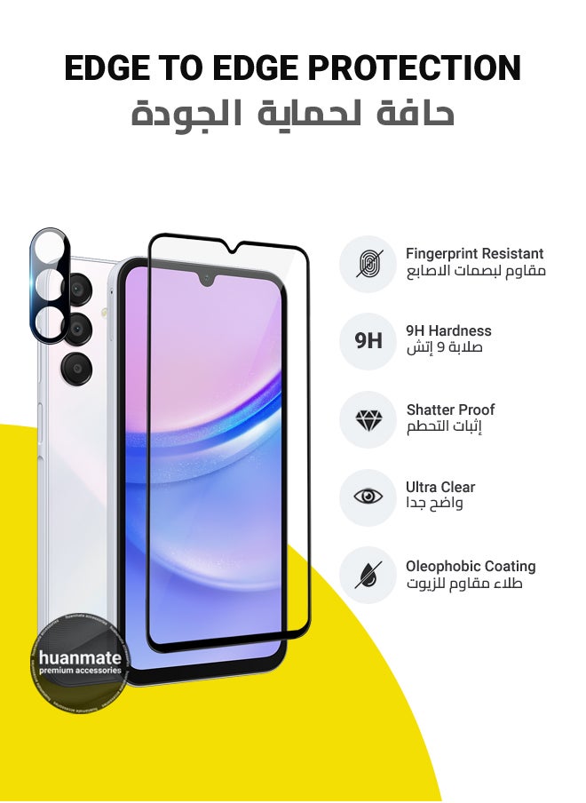 2 in 1 Samsung Galaxy A15 4G Screen & Camera Protector - High Transparency Full Coverage Shield for Scratch & Impact Protection - Screen & Camera Protector for Samsung Galaxy A15 4G