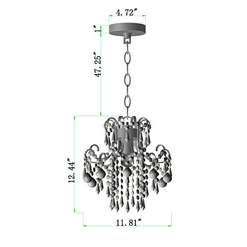 QS Q&S Mini Crystal Chandelier, Modern Black Small Chandelier 1-Light Crystal Pendant Light Fixture for Princess House Nursery Girls Hallway Entryway Bedroom Foyer Bathroom Kitchen W11.8 UL Listed - Image 3